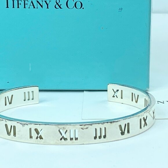 Authentic Tiffany & Co Silver Atlas Stencil Cuff Bangle Bracelet 72.5" JR9899 - Picture 1 of 5